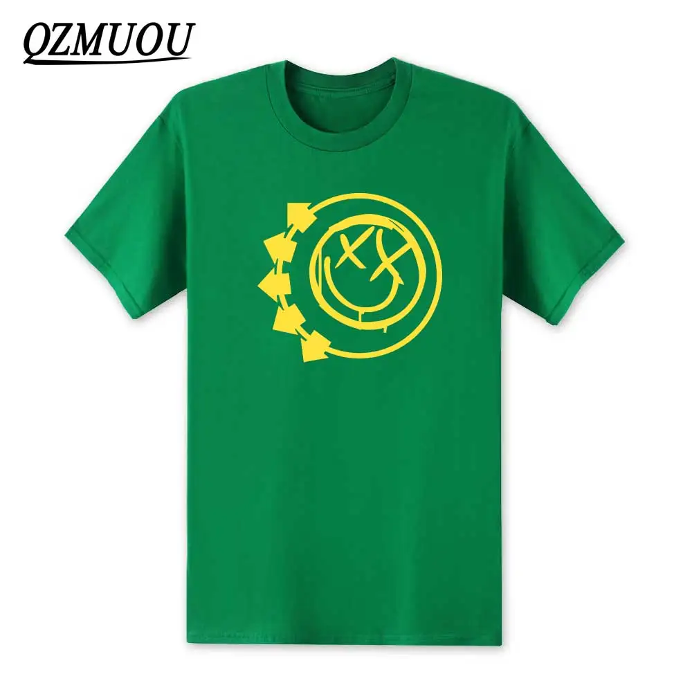 Green4 Новинка, модные футболки Blink 182 со смайликом в стиле панк-рок-ролл, футболка с поп-музыкой, мужские повседневные хлопковые футболки с круглым вырезом, размер XS-XXL - Цвет: Green4