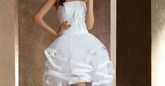 Vestido de novia Высокие Низкие пляжные свадебные платья открытая спина без бретелек Короткие спереди длинные белые свадебные платья цвета слоновой кости на заказ