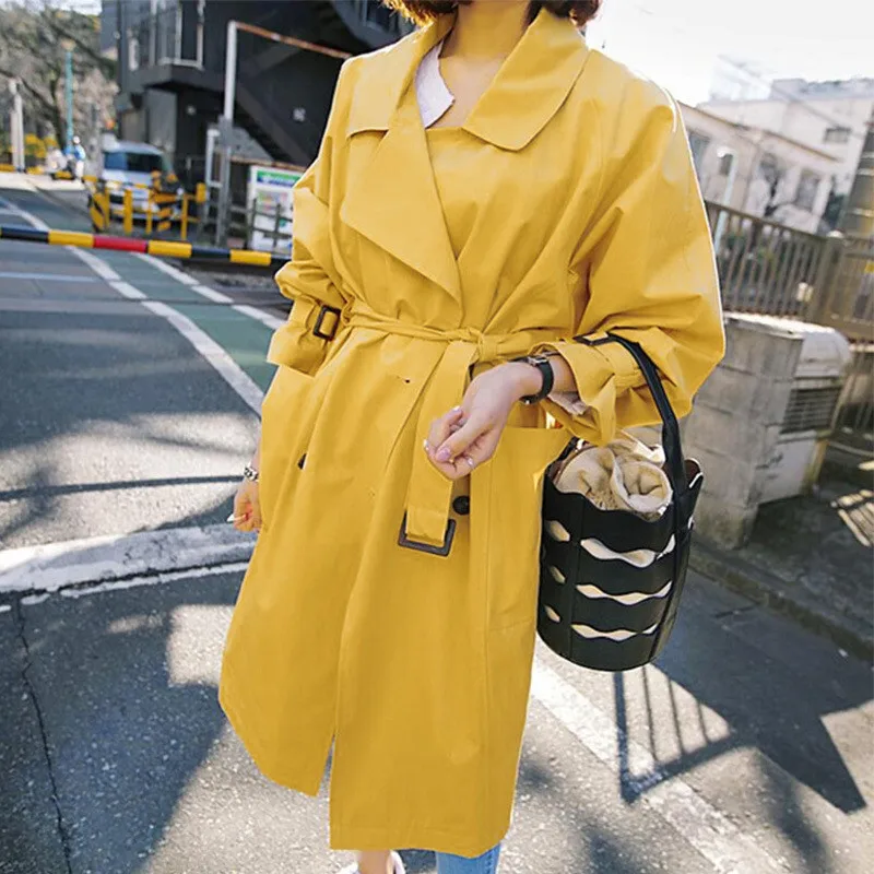 

Spring Autumn Long Trench Coat Women 2020 Casual Double Breasted Womens windbreaker With Belt Overcoat women Business Outerwear