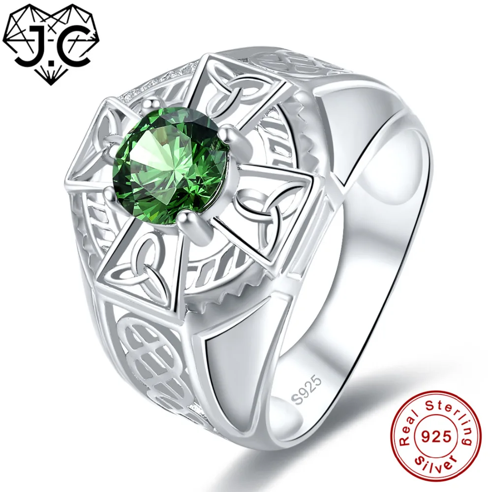 

J.C Oval Cut Emerald & Sapphire Solid 925 Sterling Silver Ring Size 6 7 8 9 Occident Retro Classic For Women/man Fine Jewelry