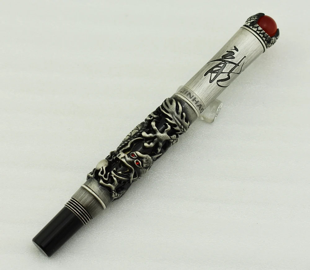 Новинка Jinhao Dragon King винтажная Ручка роллер с уникальным металлическим тиснением