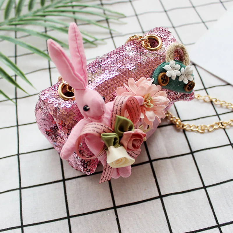 Милый детский кошелек из искусственной кожи с блестками и мультяшным Кроликом