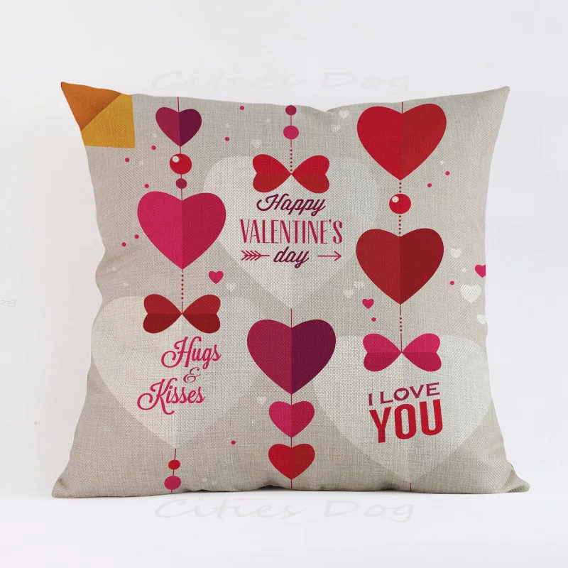 ADQKCLY Red Heart Linen Cushion Cover Love Letters Printed throw Pillowcase Home Textile for Seats Car Decorative Pillow Covers | Дом и сад