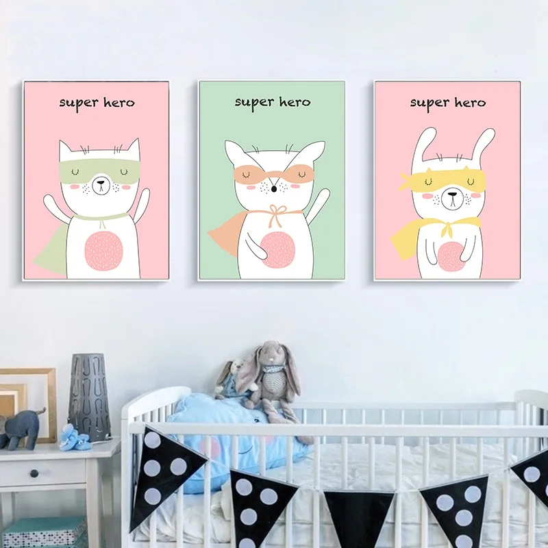 Простая кавайная милая розовая свинка Картина на холсте скандинавские