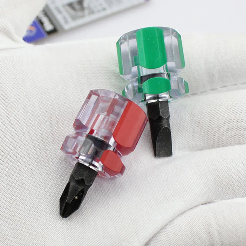 

WSFS Hot 2 pcs Flat Phillips Screwdriver Mini Screw Driver Short Small Split Repair Tools Kit Set Green+Red