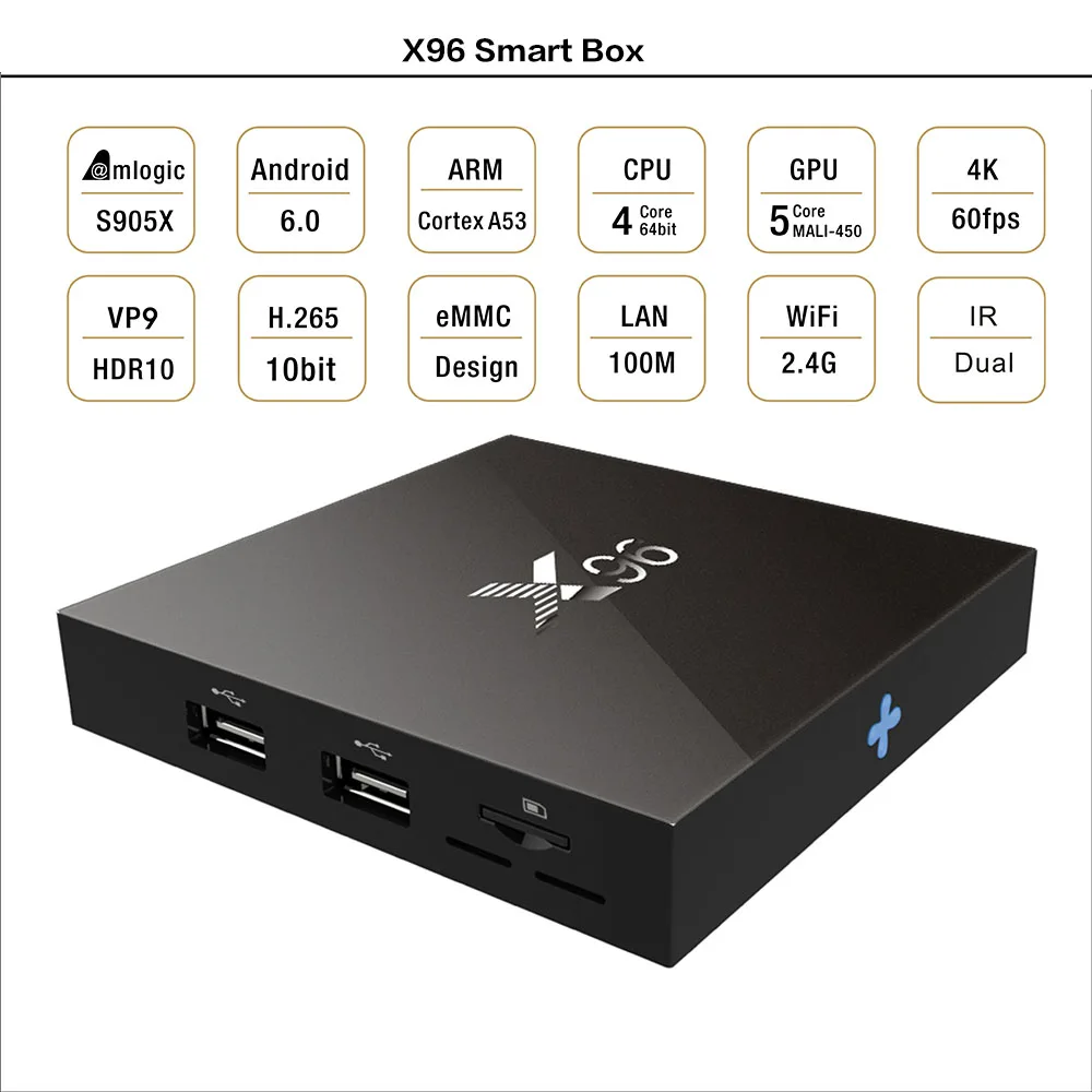 Умная ТВ приставка X96 4K Android 6 0 четырехъядерный Amlogic S905X 16 1 + 8 Гб Wi Fi|streaming media player|media