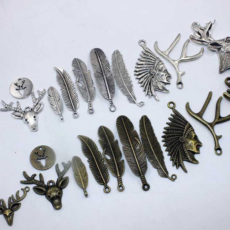 50 Pcs/lot Alloy Charms Leaves connector Pendant Bright Antique bronze Zinc Fit Bracelet Necklace DIY Metal Accessories |