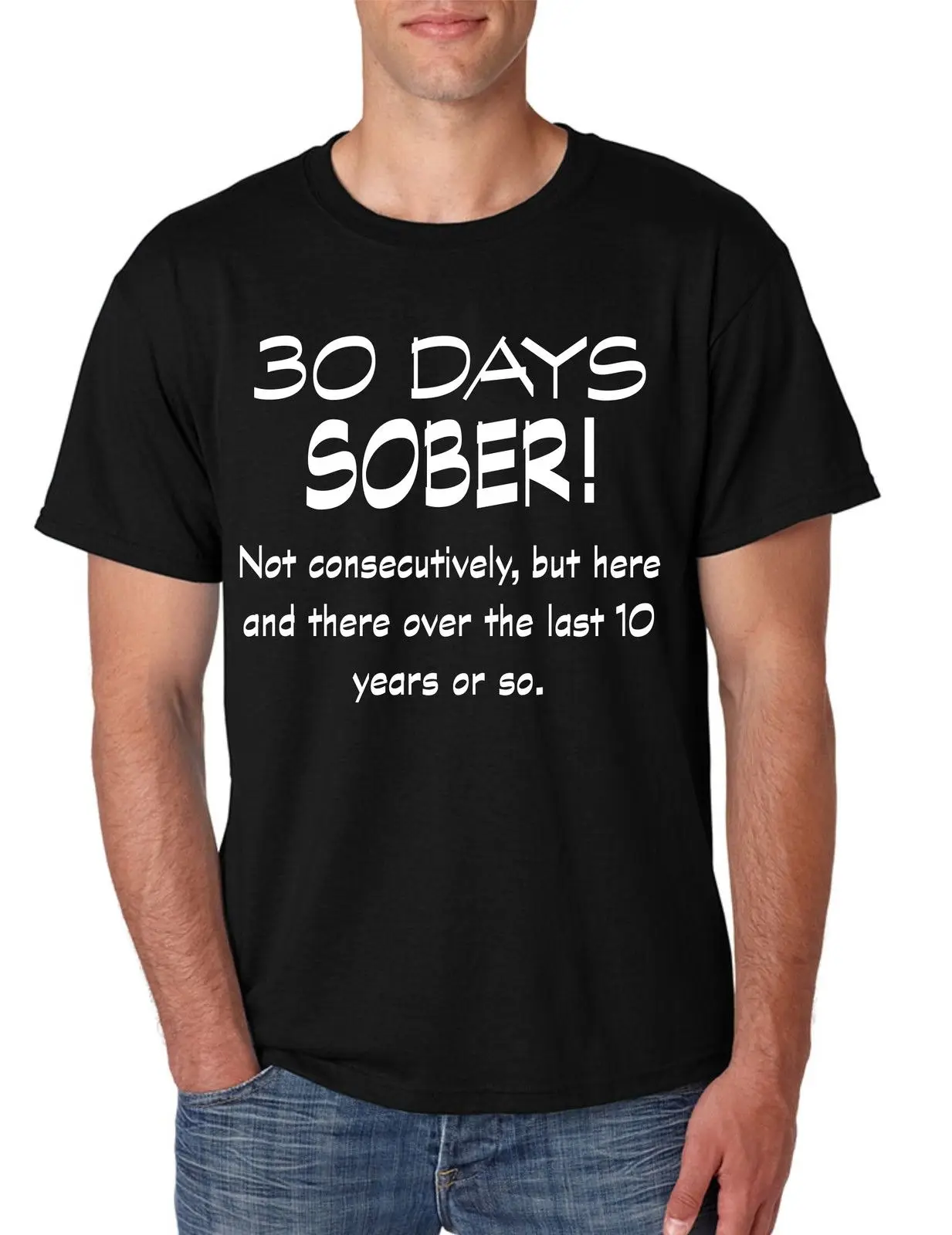 Мужская футболка 30 дней трезвый drinking Shirt Забавный Топ Бесплатная доставка Новая