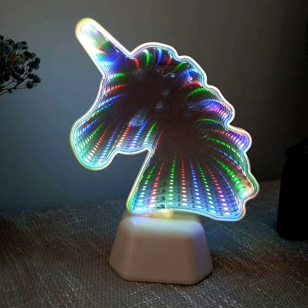 Зеркальные ночные светильники 3D LED туннель многоцветный Спальня праздничное