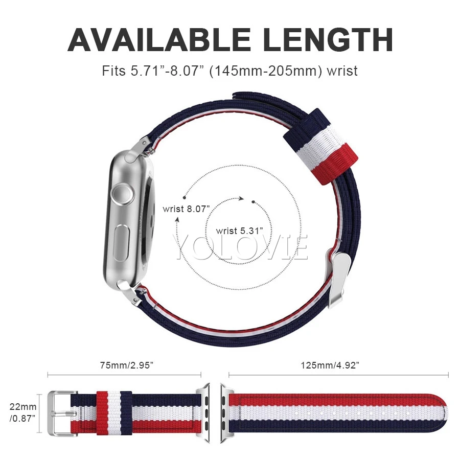 Yolovie нейлоновый тканый ремешок для Apple Watch 38 мм 42 мм 40 мм 44 мм Nato спортивные часы наручные полосы для iWatch Series5 4 3 2 1