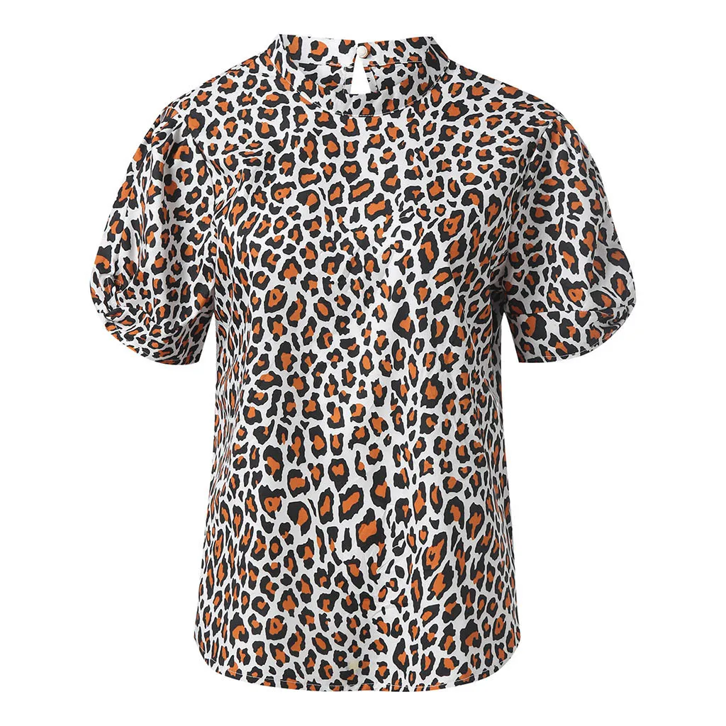Women's Leopard Print Short Sleeve Top tee shirt femme Blouse ropa mujer verano 2019 Tops For Women Summer NEW |