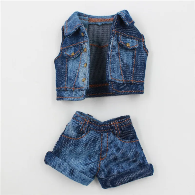 Blyth doll icy licca joint body cool джинсовый костюм шорты леггинсы белая рубашка - Цвет: like the picture