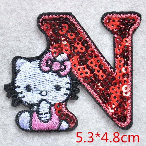 Расшитая блестками детская розовая нашивка «hello kitty» с железной нашивкой; Одежда для девочек и мальчиков; нашивка с вышивкой «сделай сам» - Цвет: N