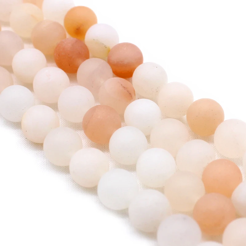 Matte Orange Light pink Aventurine Jades Gem Beads 15" Strand4 6 8 10 12mm Pick Size For Jewelry Making Bracelet images - 6