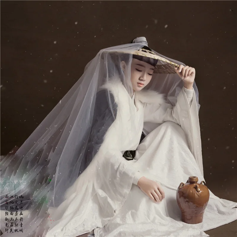 Xue Fei Ling старинный китайский снеговик зимний меховой плащ костюм ханьфу с