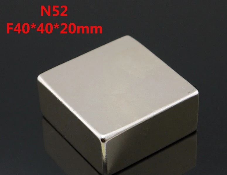 

1 шт. Блок 40x40x20 мм сверхмощный редкоземельный блок NdFeB магнит N52 магниты-бесплатная доставка