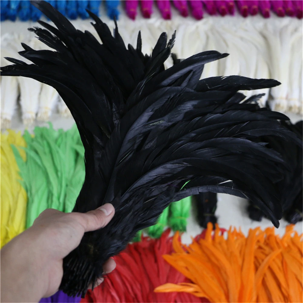 Оптовая продажа 10 шт. высокое качество натуральный черный крашеный петух