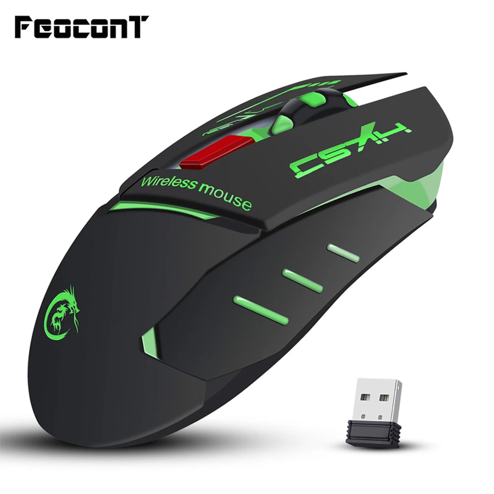 Беспроводной Мышь игровая клавиатура 2,4 ГГц USB компьютерная мышь оптико-электронный Мышь красочные свечение Регулируемый 1200/1600/2400 Точек на дюйм для портативных ПК