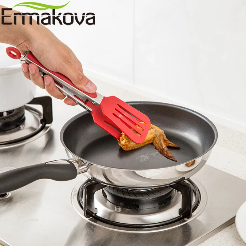 ERMAKOVA антипригарный нейлоновый кухонный шпатель Tong хлеб салат стейк зажимы-Щипцы из нержавеющей стали Блокировка барбекю приготовление пищи сервировка Tong