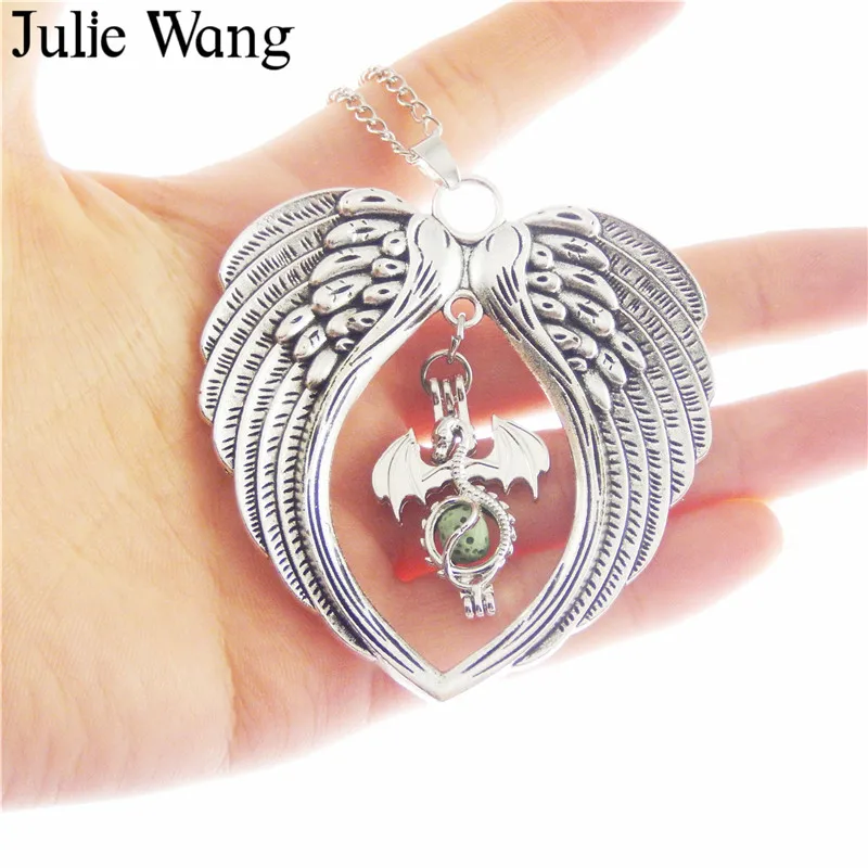 Julie Wang 1 шт. ожерелье с крыльями ангела для женщин сплав Дракона белый K диффузор