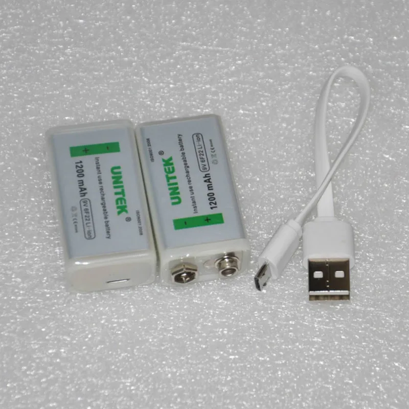 UNITEK USB 9V rechargeable battery 1200mAh lithium ion li cell for wireless microphone Guitar EQ smoke alarm multimeter | Электроника