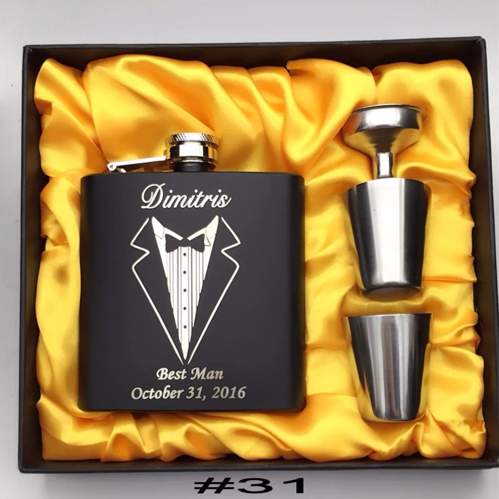 Колба из нержавеющей стали черная с гравировкой 6 унций 1 комплект|steel gifts|gift ideas
