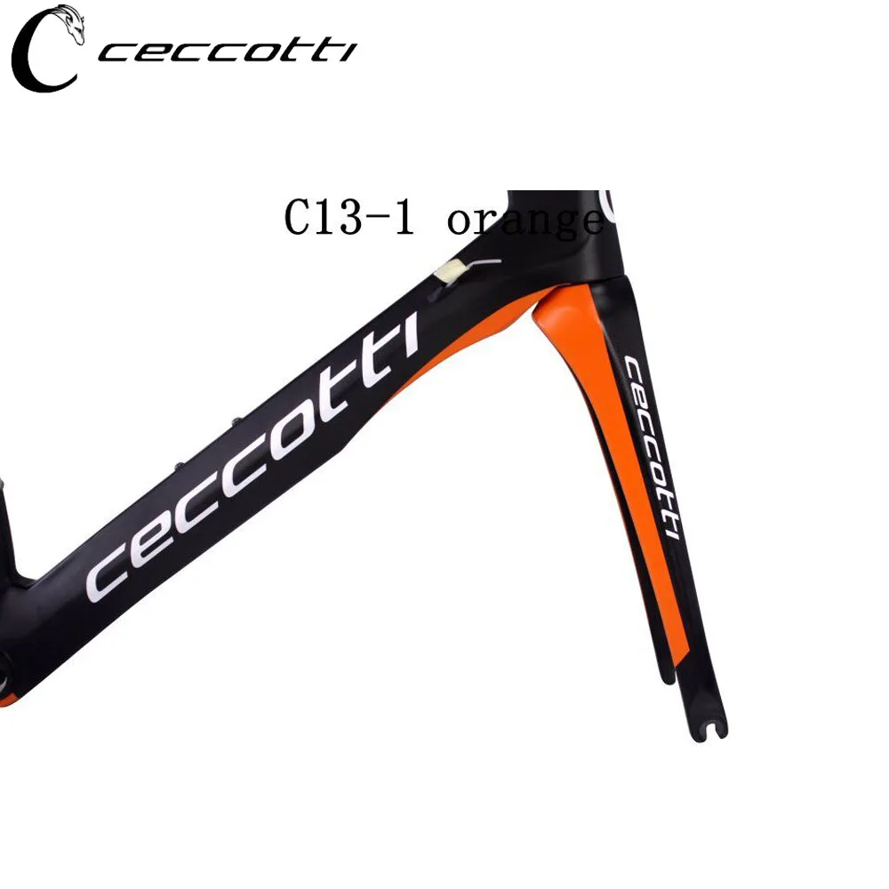 Карбоновая дорожная рама CECCOTTI brand оранжевая telaio bici da corsa carbonio XXS/XS/S/M/L карбоновая