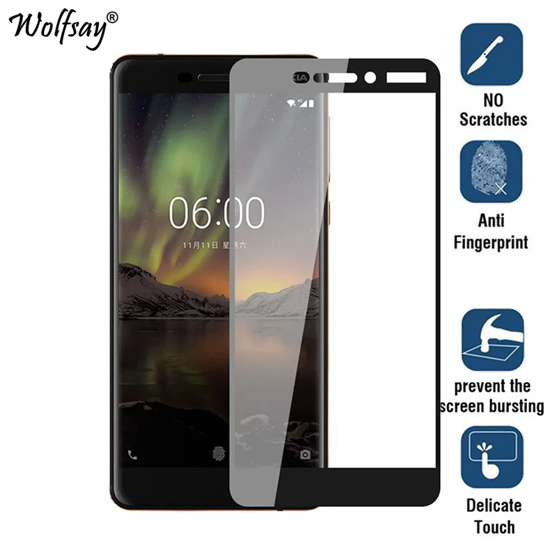 Protector de pantalla para Nokia 6,1, vidrio templado para Nokia 6,1 (2018), pel&iacute;cula de vidrio TA-1068 TA-1050 TA-1043 TA-1016 TA-1045 5,5 ", 2 uds.-0