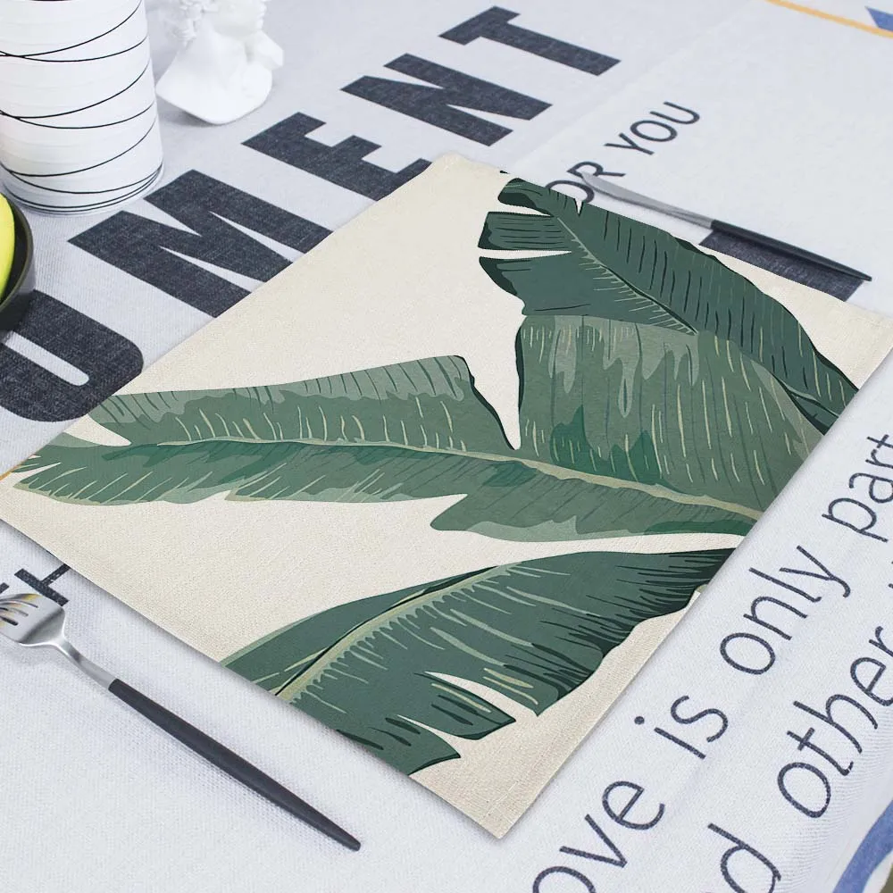 CD9-4 Tropical Plant Dining Napkin Fabric Napkins Matting Wedding Napkin Linen Cloth Serving Table For Weddings Tea Towels For Kitchen - Цвет: CD9-4