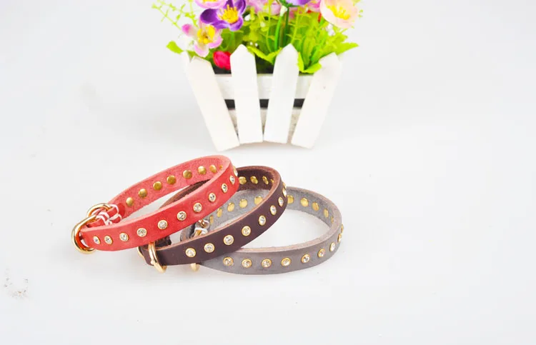 Ошейник стразы из натуральной кожи с кристаллами для собак роскошный ошейник