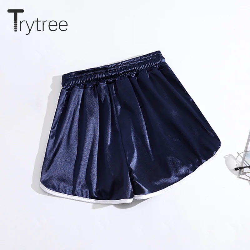 Trytree летние шорты для женщин повседневные полиэфирные одноцветные с буквенным