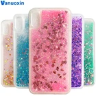 Силиконовый чехол-бампер для смартфона Huawei Y5 и Honor 8S с жидким наполнением с блестками.