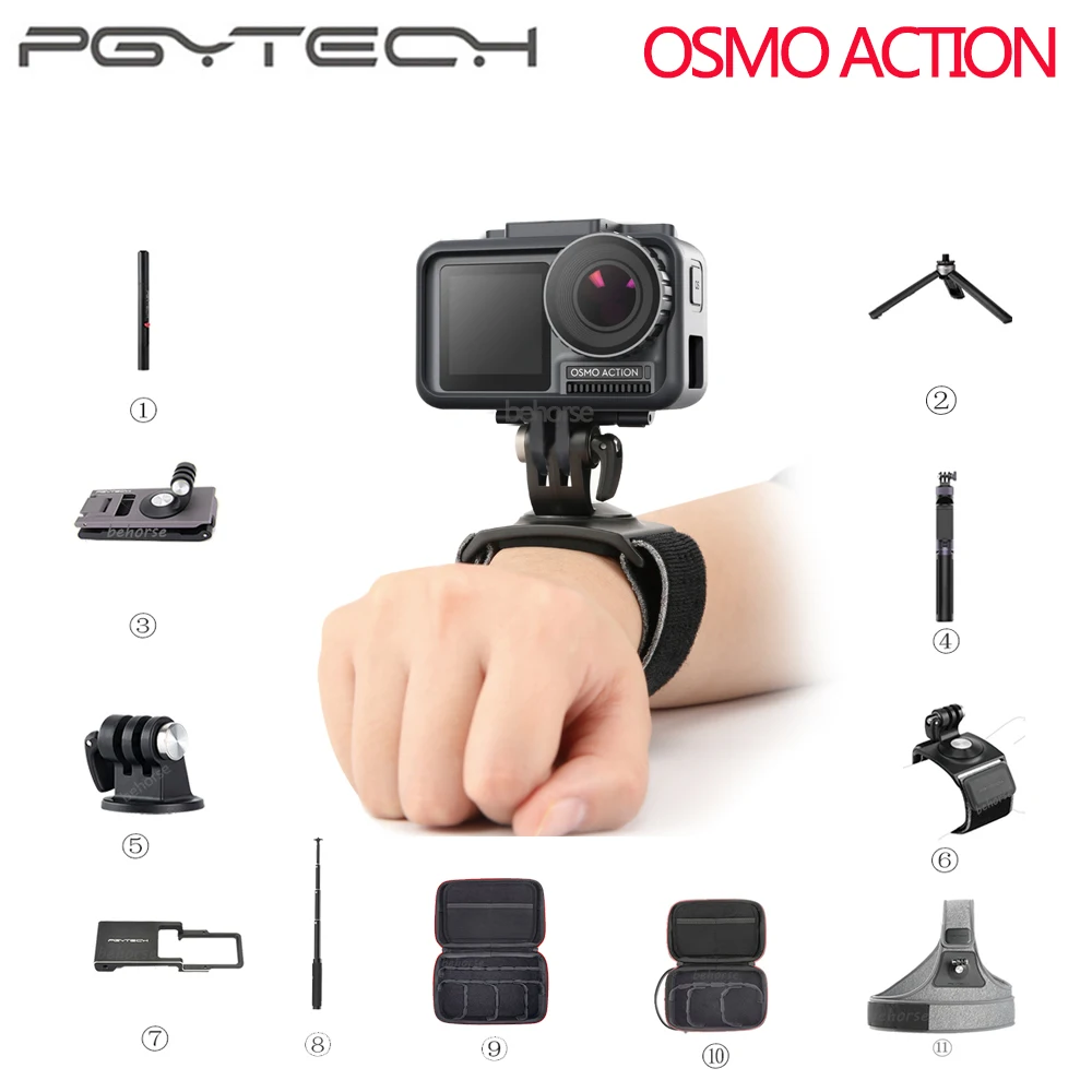 PGYTECH DJI Osmo экшн штатив селфи палка ремень держатель Чехол сумка для Gopro Hero 7 6 Insta360 One