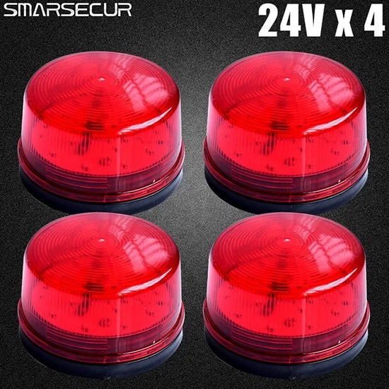 12V x4pcs Smarsecur красный светодиодный фонарь 12 В 24 в 220, охранный светильник, мигающий сигнал, Предупреждение льная лампа, сигнальная лампа, сигнальная система - Цвет: 12V x4pcs