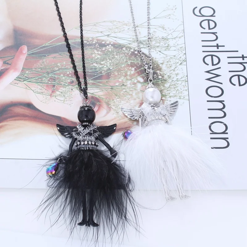 HOCOLE 2018 new girl doll angel wings women necklace statement handmade cute princess trendy pendant fashion party gift jewelry | Украшения