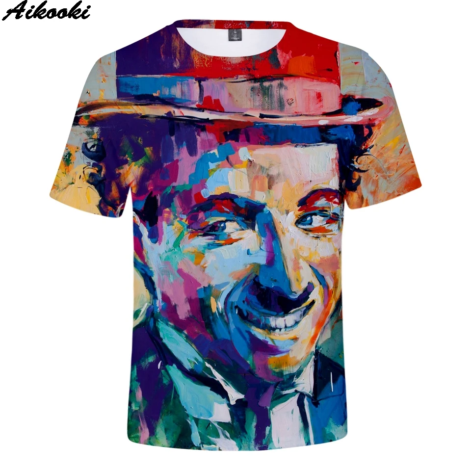 Классические футболки Chaplin 3D мужские/женские Korte Mouw Zomer Mannen Harajuku с принтом chaplin Cool t