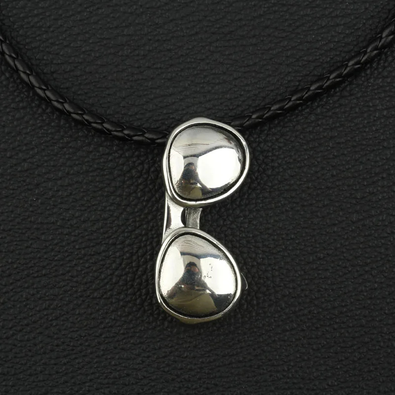

Glasses Shape Stainless Steel Pendant Choker Necklaces With 19'' Black Braided PU Leather Cord Chain Men Women Fashion Jewelry