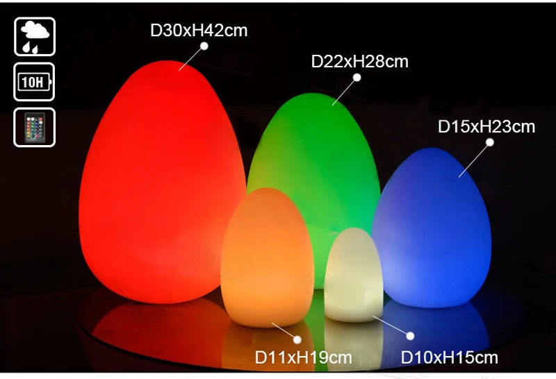 RGB яйцо светодио дный ночник USB аккумуляторная открытый водонепроницаемый IP68 декор настольные лампы с пультом дистанционного управления для трава парк кемпинг