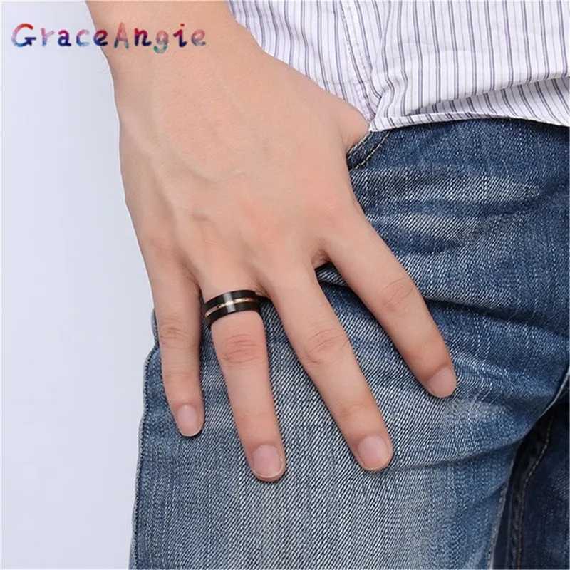 Top Mens Rings Black Pure Tungsten Carbide Wedding Engagement Band Ring for Man Fashion Trendy Jewelry Gift New 8MM bague homme | Украшения