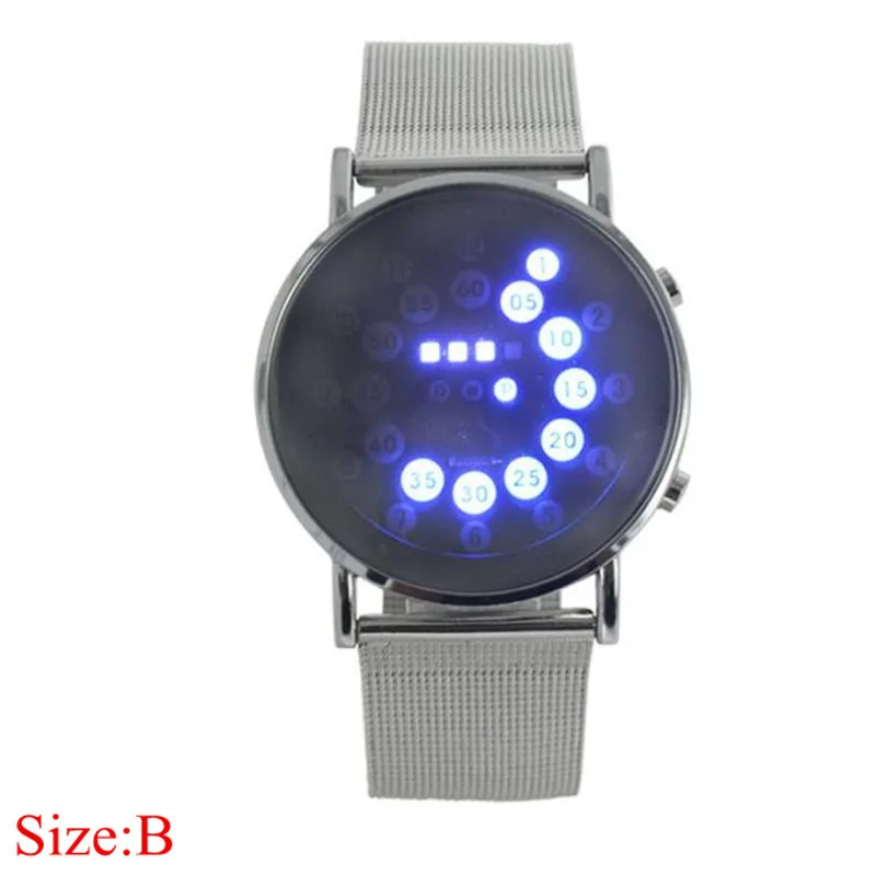 

Fashion Casual Men Watch Red+Yellow+Green+Blue LED Light Stainless Steel Mens Clock Display Date Week Wrist Watches reloj hombre
