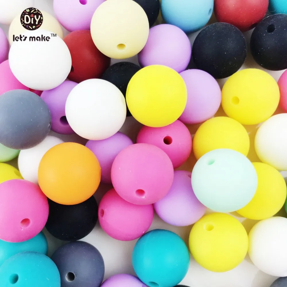 Let's make 500pc Silicone Beads 15mm Round BPA FREE Loose Teething Chew Beads Jewelry Teether Necklace Teether Toy DIY Teether