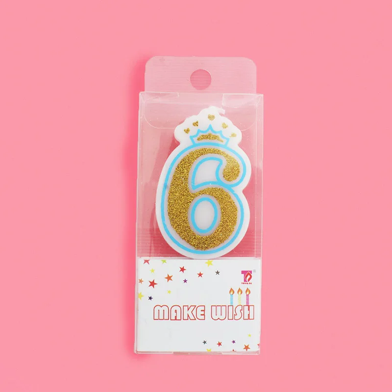 Crown Candles BL 6 1 шт., креативные розовые/синие свечи с короной для дня рождения и вечеринки, свечи с цифрами 0-9 для взрослых девочек и мальчиков, свечи для торта, кекса, Топпер, вечерние принадлежности - Цвет: Crown Candles BL 6