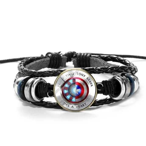 Style 17 Marvel, Железный человек, Тони Старк, кожаный браслет, Мстители, Железный человек, дуговой реактор, 3D Рисунок, стеклянная подвеска с драгоценным камнем, браслет, браслеты - Окраска металла: Style 17