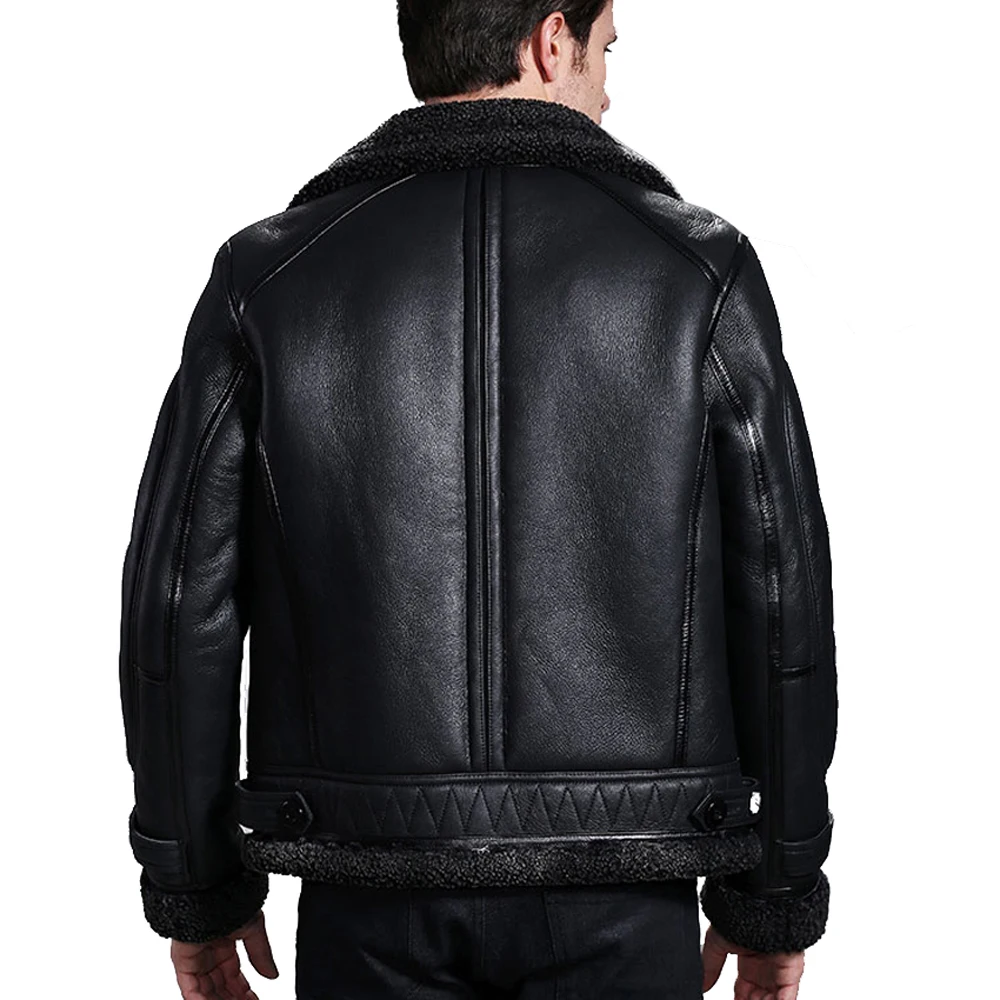 Толстая теплая овечья шерсть мех мужская одежда из натуральной кожи шуба