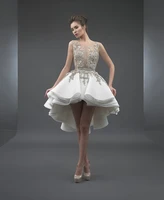 white elegant cocktail dresses a line scoop short front long back appliques lace party plus size homecoming dresses