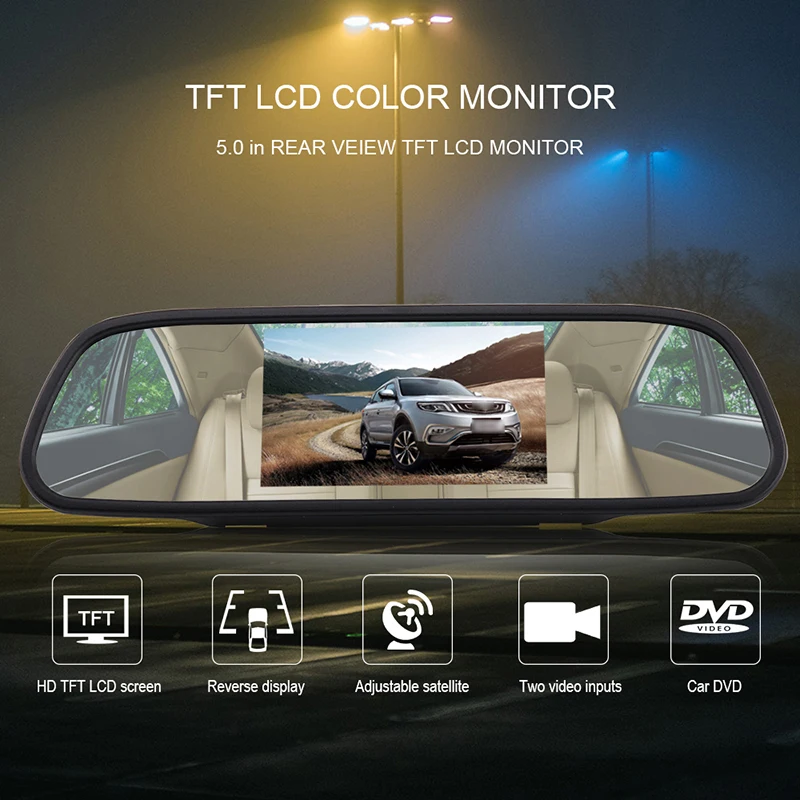 BORUiT " автомобильное зеркало заднего вида монитор камера заднего вида TFT 800*480 lcd Автомобильный 4 Светодиодный монитор ночного видения Система помощи при парковке