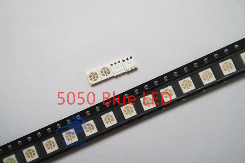 50 шт. светодиод 5050 Синий smd/smt PLCC 6 3 чипы ультра яркие светодиоды высокого качества