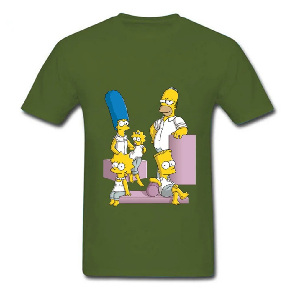 Printed Tee Shirts The Simpson Family Funny Homme Clothing T-Shirt Crewneck Short Sleeve T Shirt | Мужская одежда