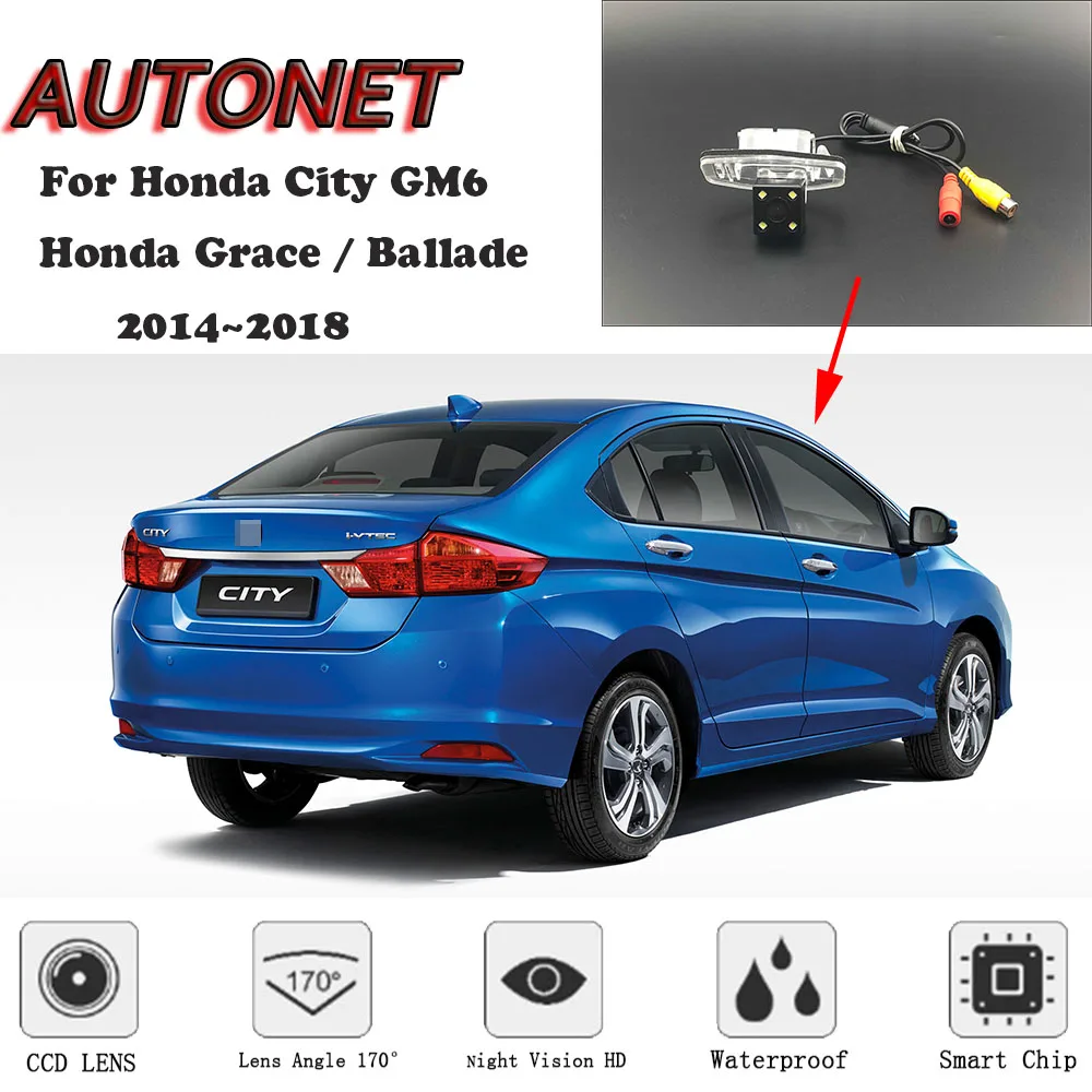 Осенняя HD камера заднего вида ночного видения для Honda City GM6 Grace Ballade 2014 ~ 2018 CCD/камера