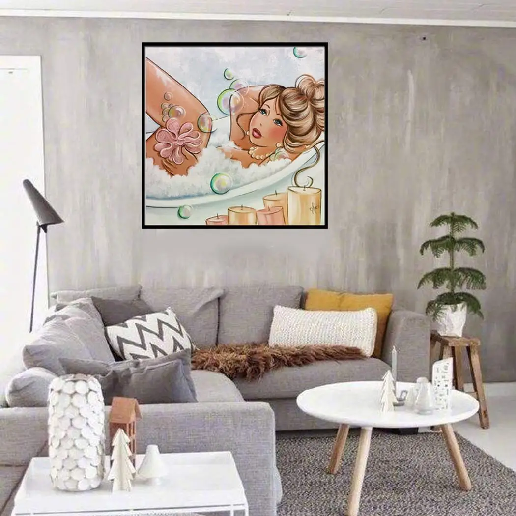 DIY Алмазная картина вышивка крестиком Смола мозаика Женская Ванна горный